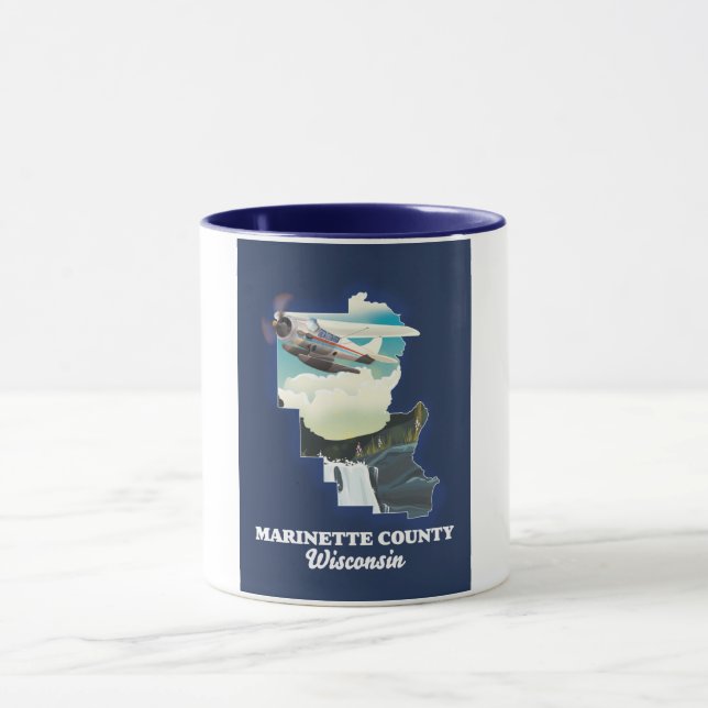 Mug carte du comté de Marinette Wisconsin (Centre)