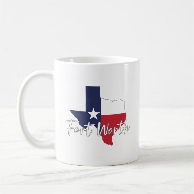 Mug Carte du drapeau de Fort Worth, Texas (Gauche)
