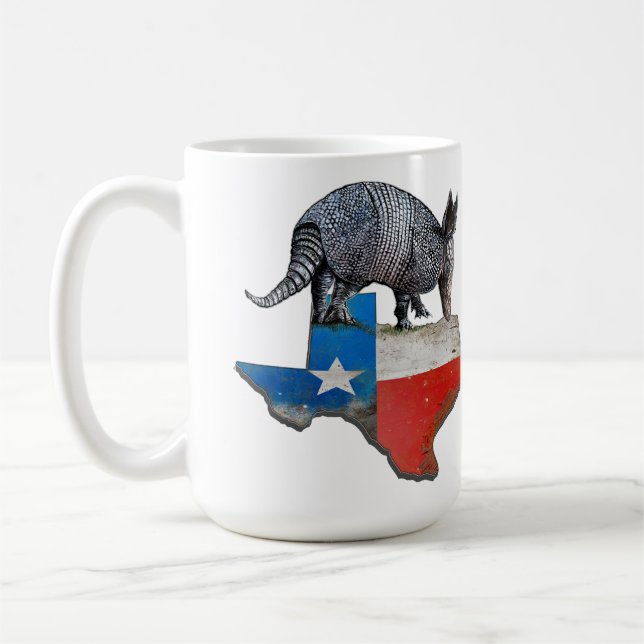 Mug Carte du drapeau de l'État d'Armadillo Texas (Gauche)