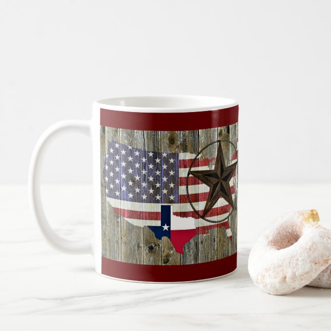 Mug Carte du drapeau de l'État de Texas Lone Star (Avec donut)