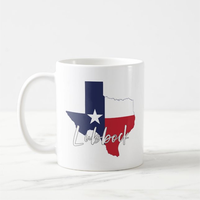 Mug Carte du drapeau du Texas Lubbock (Gauche)