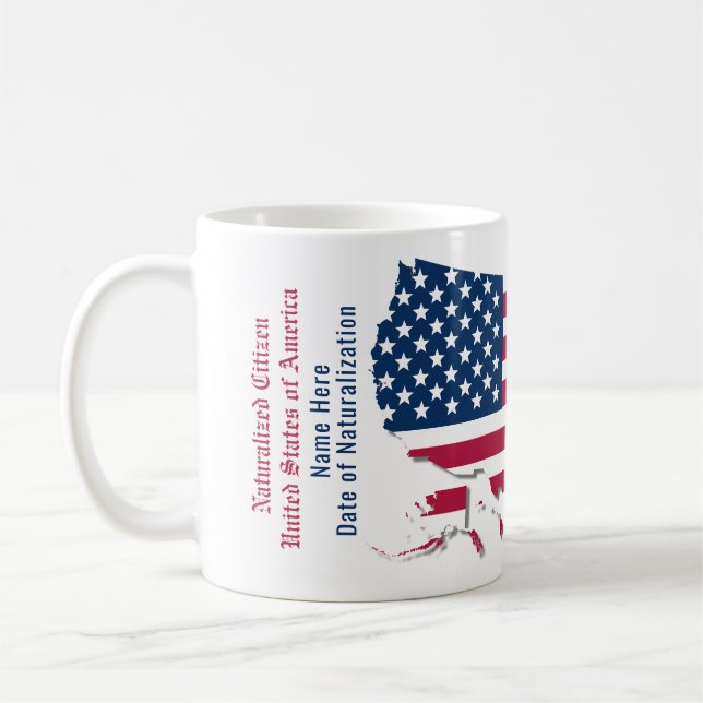Mug Carte du Drapeau Personnalisé USA Nom du citoyen n (Gauche)