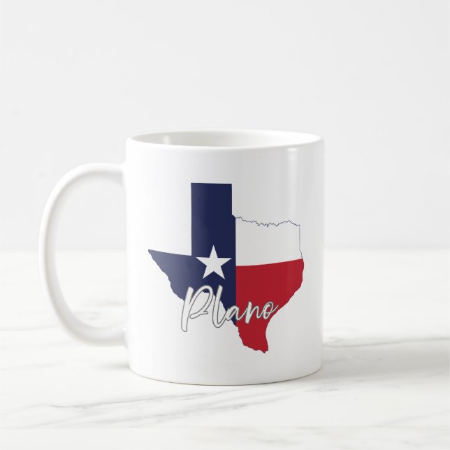 Mug Carte du Drapeau Plano, Texas (Gauche)