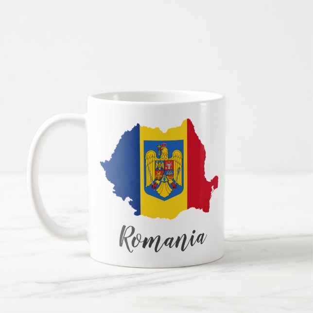 Mug Carte du drapeau roumain (Gauche)