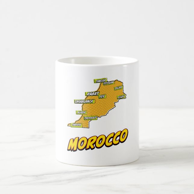 Mug Carte du Maroc illustrée dans le style Pop Art (Centre)