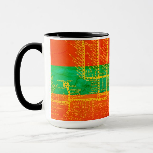 Mug Carte du métro de Chicago avec arrêt de train vint (Gauche)