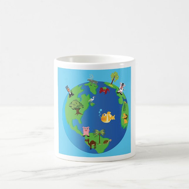 Mug Carte du monde animal Mignonne illustration de la  (Créateur téléchargé)
