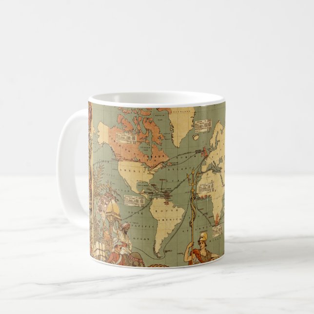 Mug Carte du monde Antique 1886 Illustré (Devant gauche)
