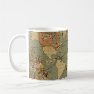 Mug Carte du monde Antique 1886 Illustré