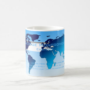 Mug Carte du monde bleu professionnel