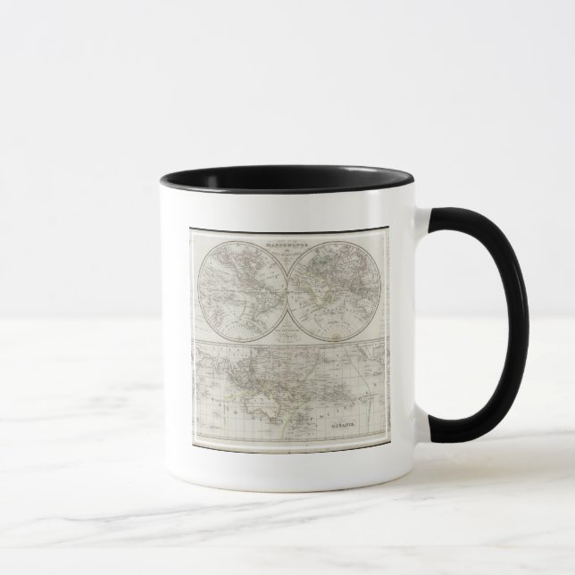 Mug Carte du monde dans deux hémisphères (Droite)