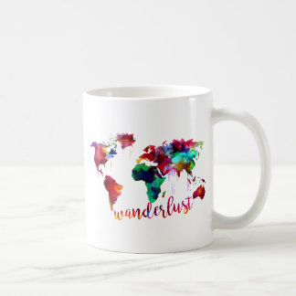 Mug Carte du monde d'envie de voyager d'aquarelle