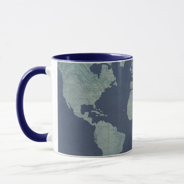 Mug Carte du monde du lin bleu (Gauche)