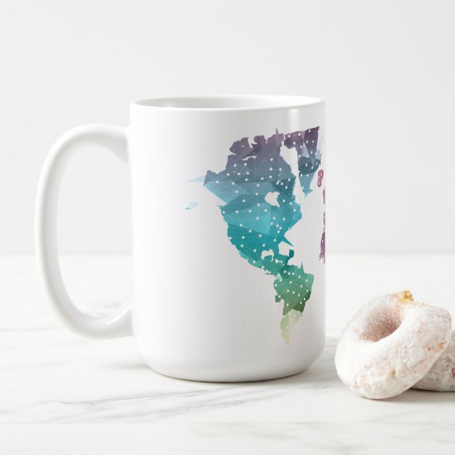 Mug Carte du monde géométrique colorée (Avec donut)