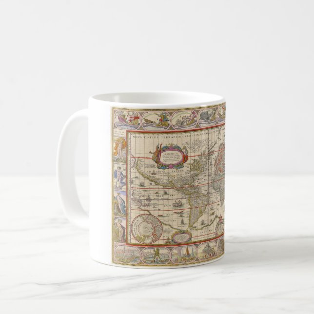 Mug Carte du monde médiéval par Willem Blaeu (Devant gauche)