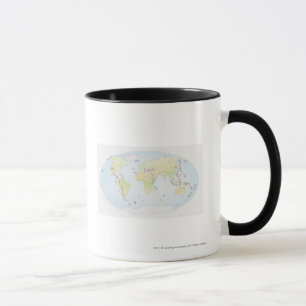 Mug Carte du monde montrant des sites d'activité