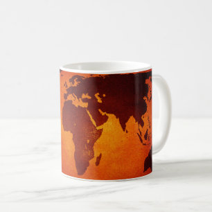 Mug Carte du monde orange vintage