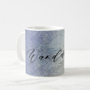 Mug Carte du monde vintage aquarelle bleu ombré Wander