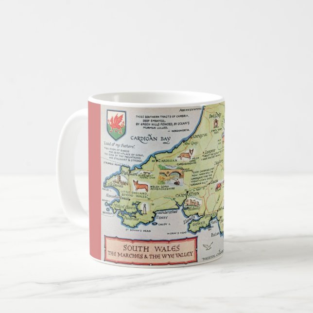 Mug Carte du Vieux-Pays de Galles du Sud (Devant gauche)