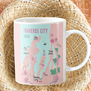 Mug Carte du vin et de la cerise de Traverse City Mich