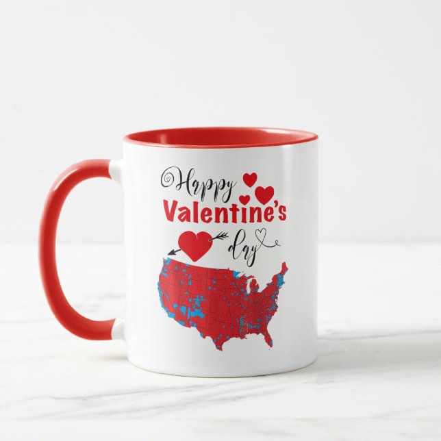 Mug Carte électorale rouge Heureuse Sainte-Valentin am (Gauche)