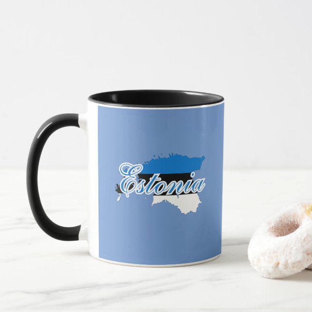 Mug Carte Estonie moderne simple Plan National Drapeau (Avec donut)