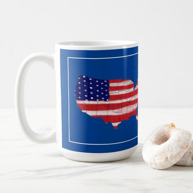 Mug Carte et drapeau américains (Avec donut)
