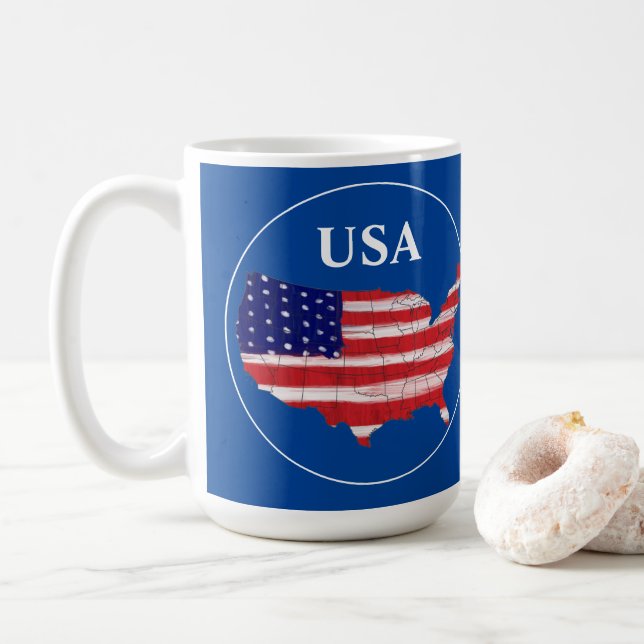 Mug Carte et drapeau des États-Unis (Avec donut)