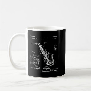 Mug Carte graphique Saxophone Blueprint