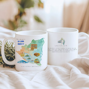 Mug Carte illustrée aquarelle Nicaragua   Monogramme