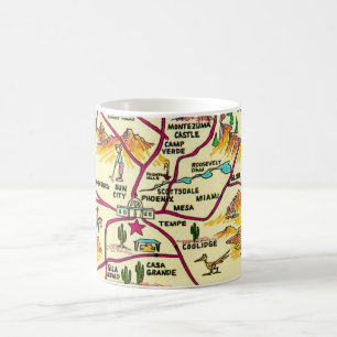 Mug Carte Illustrée Colorée de l'Arizona