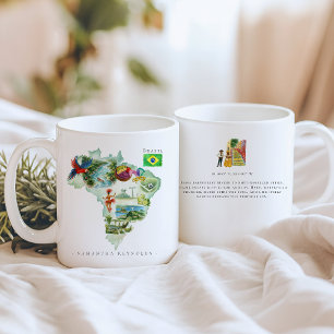 Mug Carte illustrée de Brésil à l'aquarelle Monogram