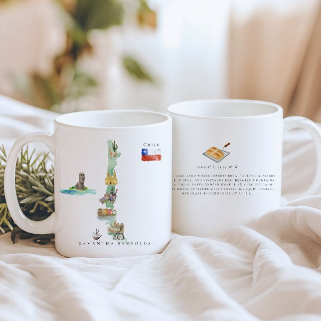 Mug Carte illustrée de Chili à l'aquarelle | Monogramm (Créateur téléchargé)