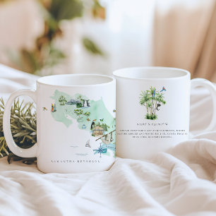 Mug Carte illustrée de Costa Rica à l'aquarelle   Mono