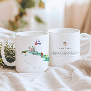 Mug Carte illustrée de l'aquarelle Cuba   Monogramme