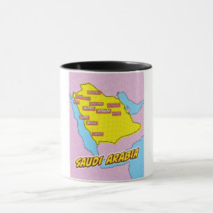 Mug Carte illustrée de l'Arabie saoudite dans le style