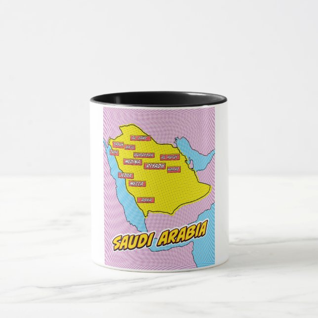 Mug Carte illustrée de l'Arabie saoudite dans le style (Centre)