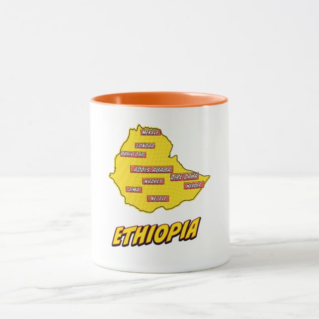 Mug Carte illustrée de l'Éthiopie dans le style Pop Ar (Centre)