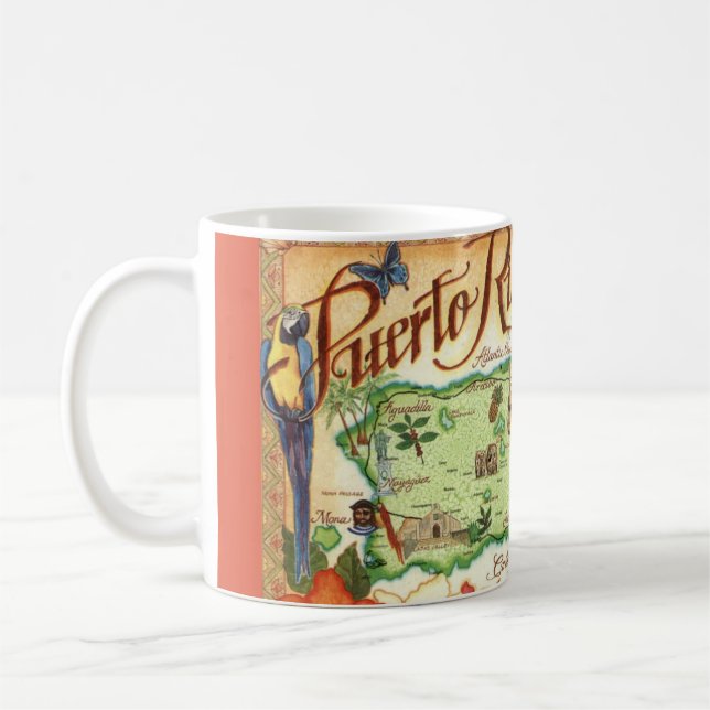 Mug Carte Illustrée de Porto Rico (Gauche)