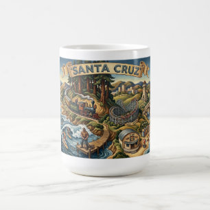 Mug Carte illustrée de Santa Cruz Californie Quai UCSC