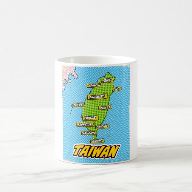 Mug Carte illustrée de Taïwan dans le style Pop Art (Centre)