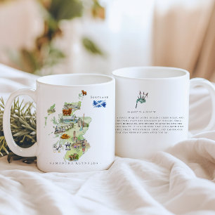 Mug Carte illustrée d'Écosse à l'aquarelle Monogramm