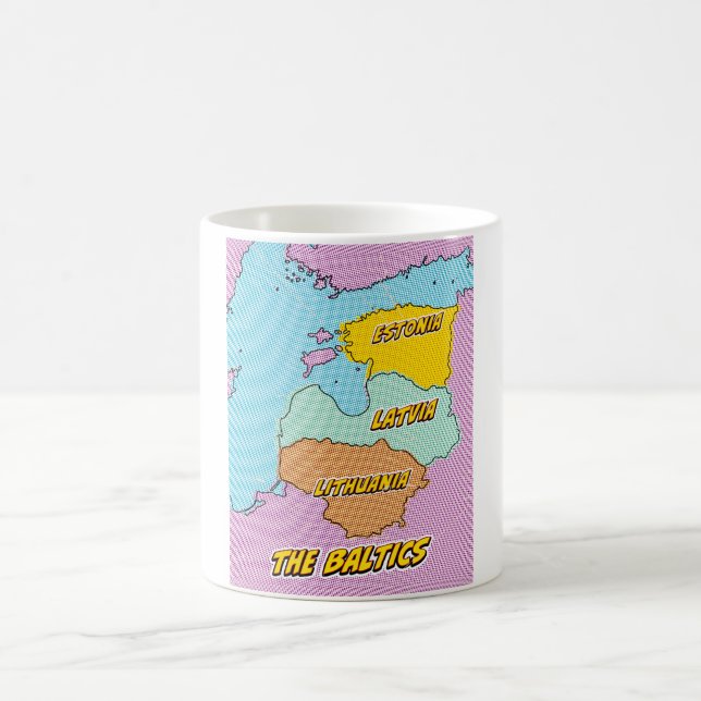 Mug Carte illustrée des États baltes dans le style Pop (Centre)