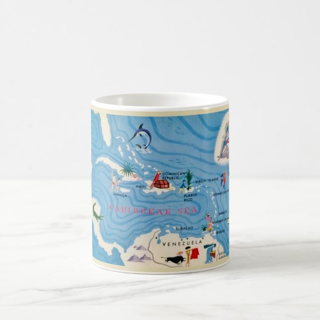 Mug Carte illustrée des îles des Caraïbes (Centre)