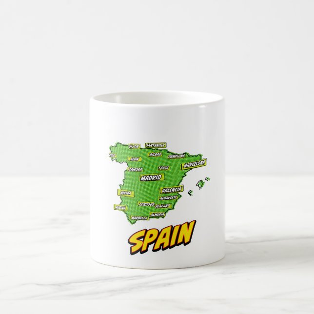 Mug Carte illustrée d'Espagne dans le style Pop Art (Centre)
