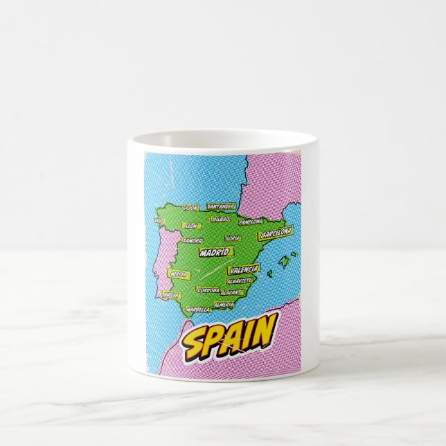 Mug Carte illustrée d'Espagne dans le style Pop Art (Centre)