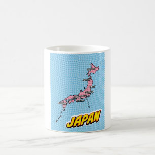 Mug Carte illustrée du Japon dans le style Pop Art