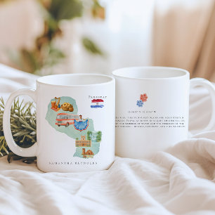 Mug Carte illustrée en aquarelle Paraguay Monogramme