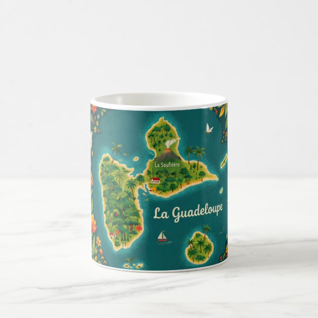 Mug Carte Illustrée Guadeloupe – Île Tropicale | Guade (Centre)