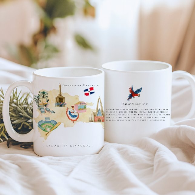 Mug Carte illustrée République Dominicaine | Monogramm (Créateur téléchargé)